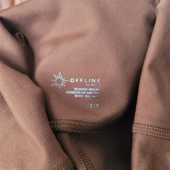 Aerie OFFLINE NEW The Hugger High Rise Foldover Jogger Size Small Color Brown - Picture 7 of 7